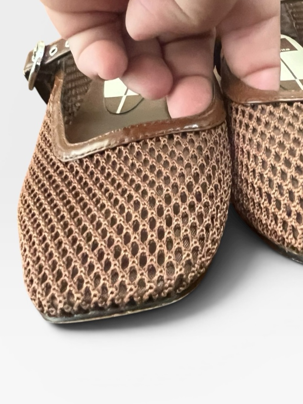 Dolce Vita Rodni Woven Mary Jane Flats Size 7 Brown Mesh Square Toe - Picture 6 of 7
